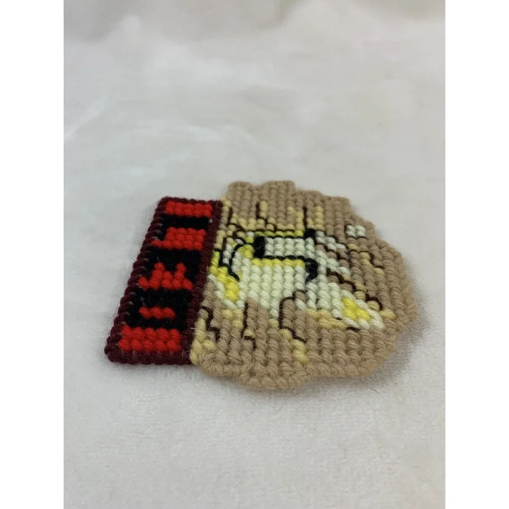 Vintage Leo Horoscope‎ Sign Lion Handmade Needlepoint Plastic Canvas Magnet OOAK